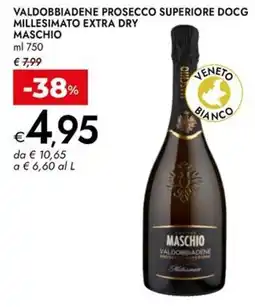 Bennet Valdobbiadene prosecco superiore docg millesimato extra dry MASCHIO offerta