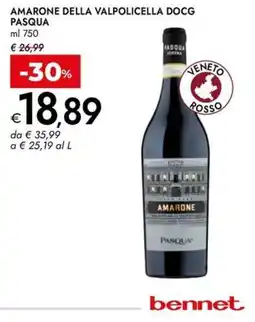 Bennet Amarone della valpolicella docg PASQUA offerta