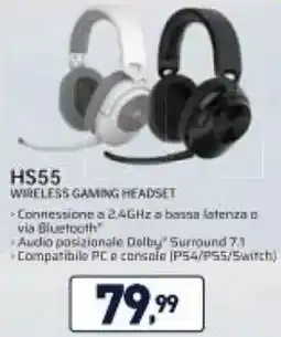 Unieuro CORSAIR HS55 WIRELESS GAMING HEADSET offerta