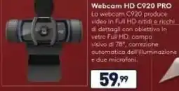 Unieuro logitech Webcam HD C920 PRO offerta
