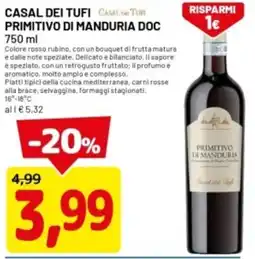 DPiù Casal dei tufi primitivo di manduria doc offerta