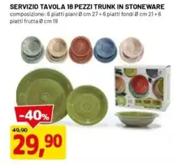 DPiù Servizio tavola 18 pezzi trunk in stoneware offerta