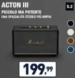 Unieuro Marshall ACTON III PICCOLO MA POTENTE offerta