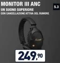 Unieuro Marshall MONITOR III ANC UN SUONO SUPERIORE offerta