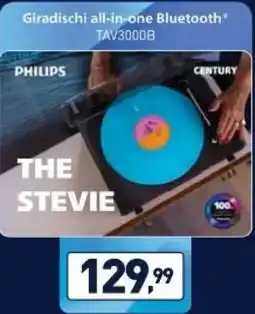 Unieuro PHILIPS Giradischi all-in-one Bluetooth TAV3000B offerta
