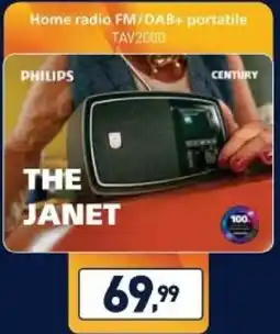 Unieuro PHILIPS Home radio FM/DAB+ portatile TAV2000 offerta