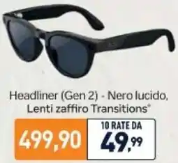 Unieuro Ray Ban Headliner (Gen 2) - Nero lucido, Lenti zaffiro Transitions offerta