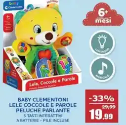 Happy Casa Baby clementoni lele coccole e parole peluche parlante offerta