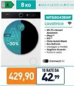 Unieuro Hisense WF5I8043BWF Lavatrice offerta