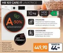 Unieuro Hotpoint HB 103 CARE IT LAVATRICE offerta