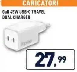 Unieuro ioplee GaN 45W USB-C TRAVEL DUAL CHARGER offerta