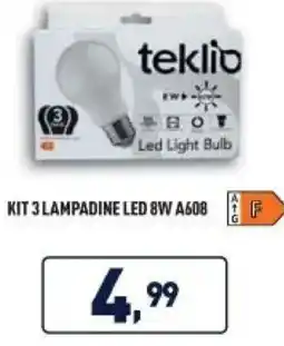Unieuro KIT 3 LAMPADINE LED 8W A608 offerta