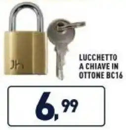 Unieuro Lucchetto a chiave in ottone BC16 offerta