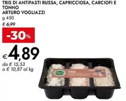Bennet Tris di antipasti russa, capricciosa, carciofi e tonno arturo vogliazzi offerta