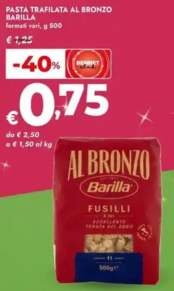 Bennet Pasta trafilata al bronzo BARILLA offerta