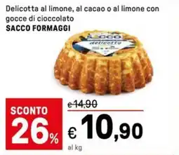 Iper La Grande Delicotta al limone, al cacao o al limone con gocce di cioccolato SACCO FORMAGGI offerta