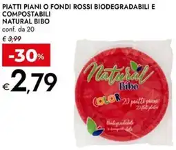 Bennet Piatti piani o fondi rossi biodegradabili e compostabili NATURAL BIBO offerta