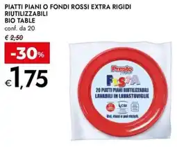 Bennet Piatti piani o fondi rossi extra rigidi riutilizzabili BIO TABLE offerta