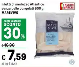 Iper La Grande Filetti di merluzzo Atlantico senza pelle congelati MAREVIVO offerta