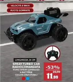 Happy Casa Spray turbo car radiocomandata fumo spray luminoso a batterie offerta