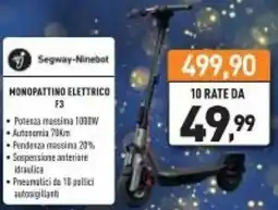 Unieuro Segway-Ninebot MONOPATTINO ELETTRICO F3 offerta