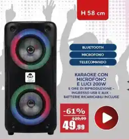 Happy Casa Karaoke con microfono e luci 200W offerta