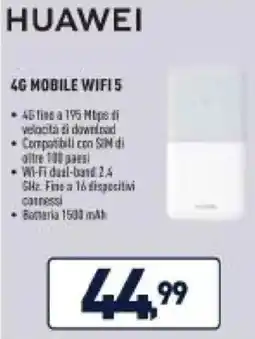Unieuro HUAWEI 4G MOBILE WIFI 5 offerta