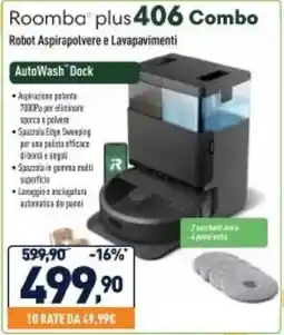 Unieuro Roomba plus 406 Combo offerta