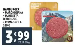 Deco Supermercati Hamburger marchigiana, manzetta d'abruzzo, romagnola offerta