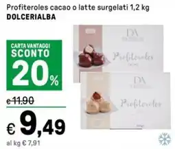 Iper La Grande Profiteroles cacao o latte surgelati DOLCERIALBA offerta