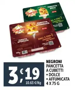Deco Supermercati Negroni pancetta a cubetti dolce, affumicata offerta