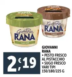 Deco Supermercati Giovanni rana pesto fresco al pistacchio, sugo fresco offerta