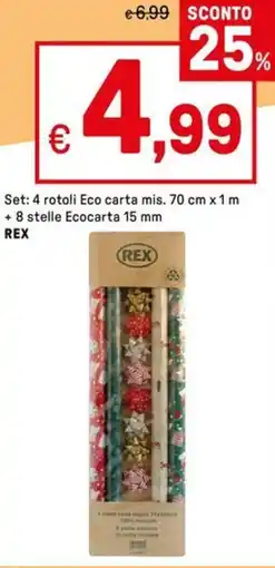 Iper La Grande Set: 4 rotoli Eco carta mis. + 8 stelle Ecocarta REX offerta