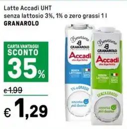 Iper La Grande Latte Accadi UHT senza lattosio 3%, 1% o zero grassi GRANAROLO offerta
