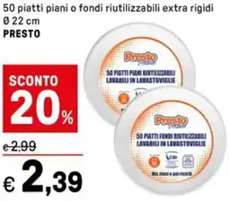 Iper La Grande 50 piatti piani o fondi riutilizzabili extra rigidi PRESTO offerta