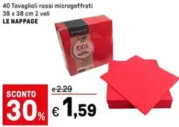 Iper La Grande 40 Tovaglioli rossi microgoffrati LE NAPPAGE offerta
