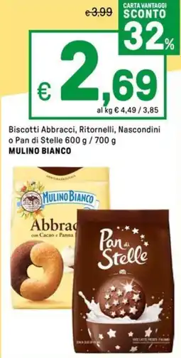 Iper La Grande Biscotti Abbracci, Ritornelli, Nascondini o Pan di Stelle MULINO BIANCO offerta