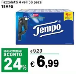 Iper La Grande Fazzoletti 4 veli 56 pezzi TEMPO offerta