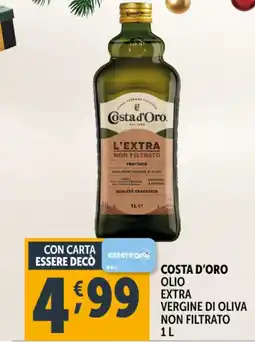 Deco Supermercati Costa d'oro olio extra vergine di oliva non filtrato offerta