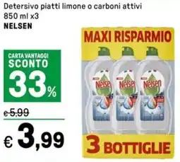 Iper La Grande Detersivo piatti limone o carboni attivi NELSEN offerta