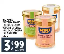 Deco Supermercati Rio mare filetti di tonno, all'olio extra vergine di oliva offerta