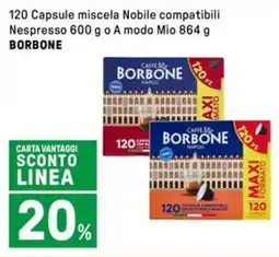 Iper La Grande 120 Capsule miscela Nobile compatibili Nespresso o A modo Mio BORBONE offerta