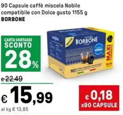 Iper La Grande 90 Capsule caffè miscela Nobile compatibile con Dolce gusto BORBONE offerta