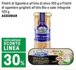 Iper La Grande Filetti di Sgombro all'olio di oliva o Filetti di sgombro grigliati all'olio Bio e sale integrale ASDOMAR offerta