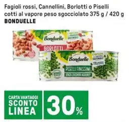 Iper La Grande Fagioli rossi, Cannellini, Borlotti o Piselli cotti al vapore peso sgocciolato BONDUELLE offerta