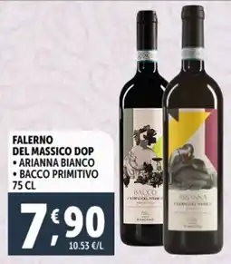 Deco Supermercati Falerno del massico dop, arianna bianco, bacco primitivo offerta