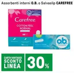 Iper La Grande Assorbenti interni O.B. o Salvaslip CAREFREE offerta