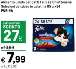 Iper La Grande Alimento umido per gatti Felix Le Ghiottonerie Selezioni deliziose in gelatina PURINA offerta