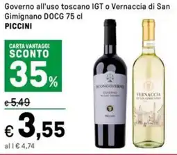 Iper La Grande Governo all'uso toscano IGT o Vernaccia di San Gimignano DOCG PICCINI offerta