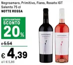 Iper La Grande Negroamaro, Primitivo, Fiano, Rosato IGT Salento NOTTE ROSSA offerta